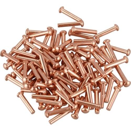 100 Pcs 5/64inch x 25/64inch Round Head Copper Solid Rivets Fasteners