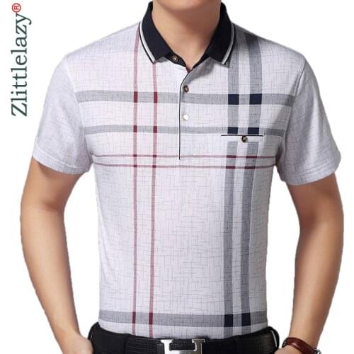 2020 Casual Short Sleeve Business Mens Shirts Male Striped Fashion Brand Polo Shirt Designer Men Tenis Polos Camisa Social 6661