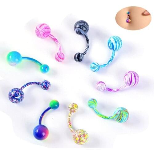 5Pcs/10Pcs/16Pcs Jewelry Stainless Steel Belly Button Rings Belly Piercings Navel Resin Body Jewelry