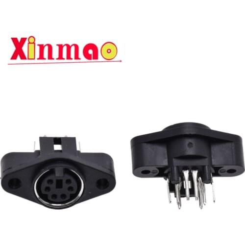 5PCS/Lot MDC/S Terminal Socket DIN Jack Connector Mini PS2 6Pin 6P with Fixed Hole Mouse Keyboard