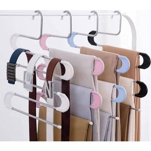 5 layers Closet Organizer Clothes Hangers Clothes Horse Pants Storage S Shape Rack Multilayer Storage Cloth Folding Organizer