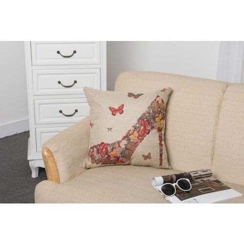 45cm*45cm pillow cover,butterfly high heels cotton linen throw pillow case pillowcase home Accessories