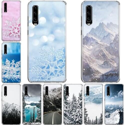 White Mountain Pine Tree Forest Mountain Peak Mist Phone Case For Huawei P10 P20 P30 P40 Mate 30 20 10 Lite Pro P Smart Z Plus 2