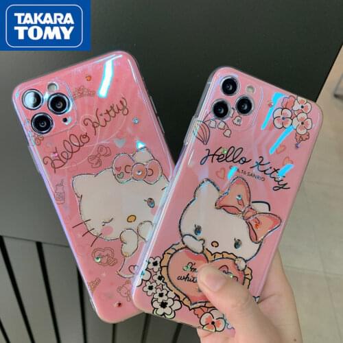 Takara Tomy Hellokitty Blu-ray mobile phone shell for iPhone 7/8P/X/XR/XS/XSMAX/11/12PRO / Phone couple Case Cover