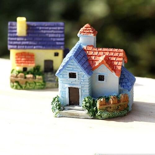 Mini Fairy Garden Miniature Resin Thatched House Micro Dollhouse Ornament Decor Figurines & Miniatures realistic shape