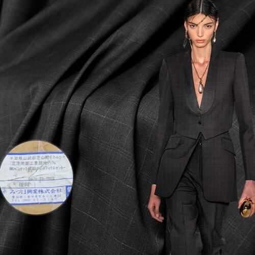 Plaid Japanese High Count Worsted Silk Wool Fabrics Material Autumn Women Pants Suits Sewing Cloth Freeshipping