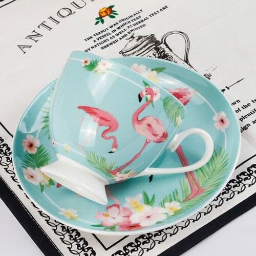 Bone China Coffee Cup Sets Colorful Flower Ceramic Tea Cups And Saucers British Office Teacup Porcelain Nice Gift