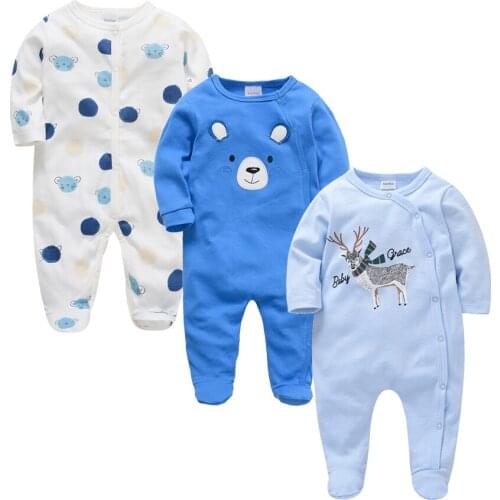 2020 2/3 pcs set Baby Rompers 0-12 months Cotton Autumn Winter Overalls Cartoon Print Newborn Clothes Infant Toddlers Jumpsuit