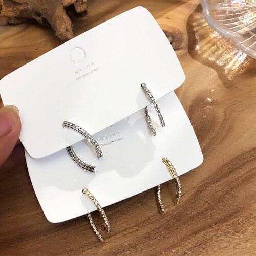 Korean East Gate niche design full Diamond Cross Earrings simple temperament versatile Earrings