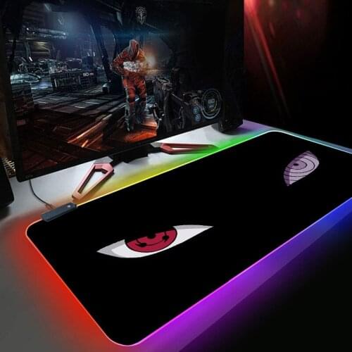 Mouse pad RGB Uchiha Gaming Accessories Computer Large 900x400 Mousepad Gamer Rubber Carpet With Backlit keyboard mouse pad