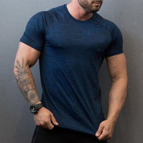 Summer T Shirt for Men Running T-Shirts Compression Mens Sport T-Shirts Fitness Gym Top T Shirts Sportswear Polyester Solid Tee