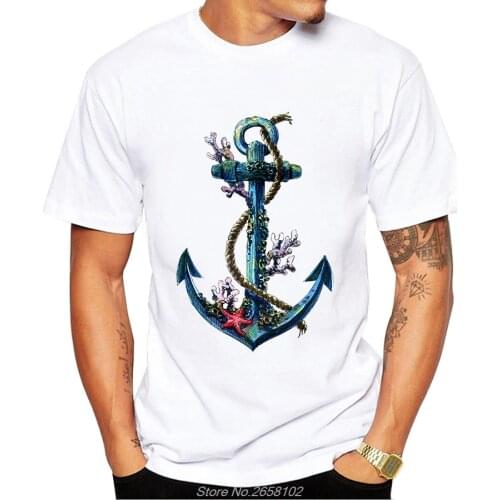 Summer Fashion Vintage Anchor Design Men T-Shirt Cool Harajuku T Shirt Tee Shirt Short Sleeve Novelty Tops Harajuku Streetwear
