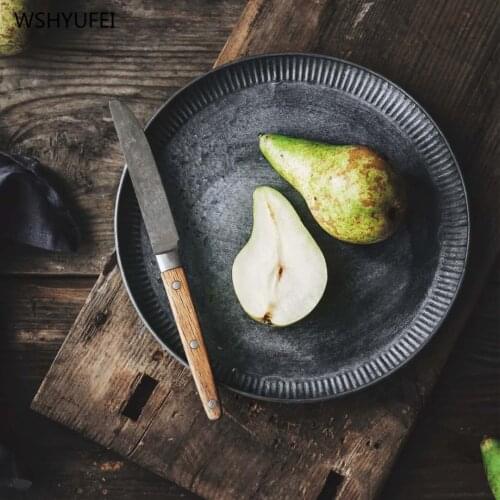 Retro Metal Plate Dessert Dishes Plates Tableware Serving Tray Round Tray Dessert Cake Dinnerware Accessories