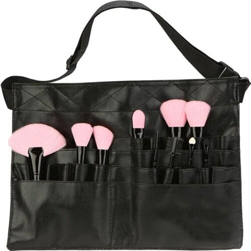 Multifunction Leather Cosmetic Bag Waist Strap Belt Apron Makeup Organizer Brush Holder for Professional Makeup Artist