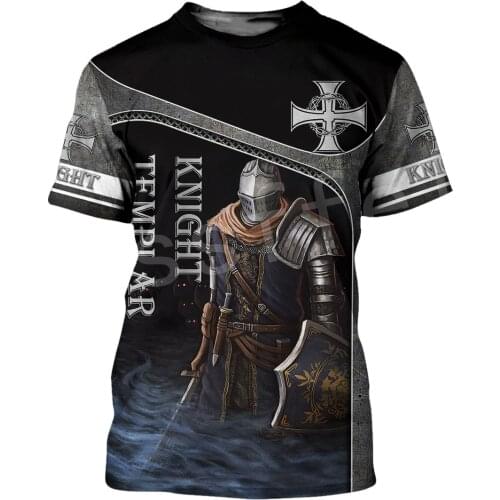 Tessffel Knights Templar Jesus God Guard Cavalier NewFashion 3DPrint Summer Unisex Funny Tee Short Sleeves T-Shirts Men/Women D2