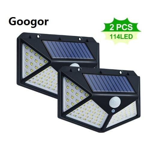 POWER COB 100 LED Solar Light PIR Motion Sensor Wall Lamp Outdoor Waterproof Solar Powered Path Street Lamp Garden Decoration