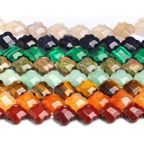 Natural Stones Loose Seed Beads High Quality 12mm 14mm DIY Faceted Flower Necklace Bracelet Jewelry Making Accessories wk242