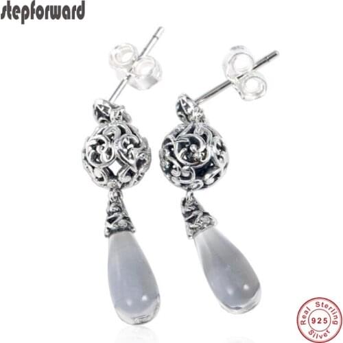 New Arrival Top Quality Ethnic 925 Sterling Silver Regal Droplets Hanging Earrings Luxury Jewlery Popular Earrings with Stones