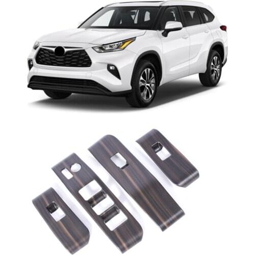 New Product 4PCS ABS Mahogany Glass Upgrade Control Panel Decorative Cover Accessories For Toyota Highlander XU70 2021 2022