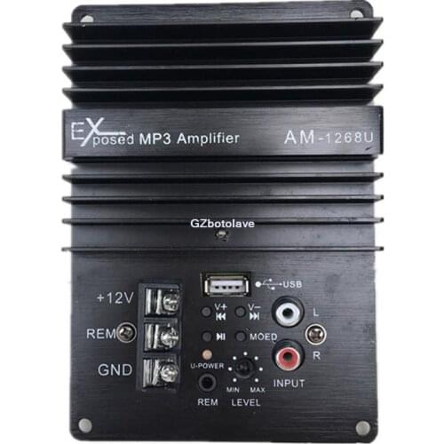 1268 Power Amplifier Board 12V Vehicle Exposed Dual C5198 High Power Tube U Disk Plays MP3 Decoded External Sound Input