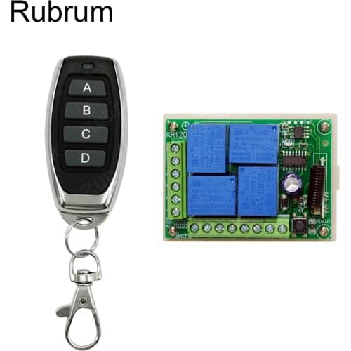 Rubrum 433MHz DC 12V 4CH Wireless RF Remote Control Switch Security Garage Doors Gate Electronic Lock Key 4 Buttons Transmitter