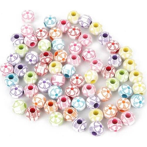 3 Styles Multicolor Rose Round Acrylic Beads Charm Loose Spacer Beads For Jewelry Making DIY Needlework Bracelet Accessories