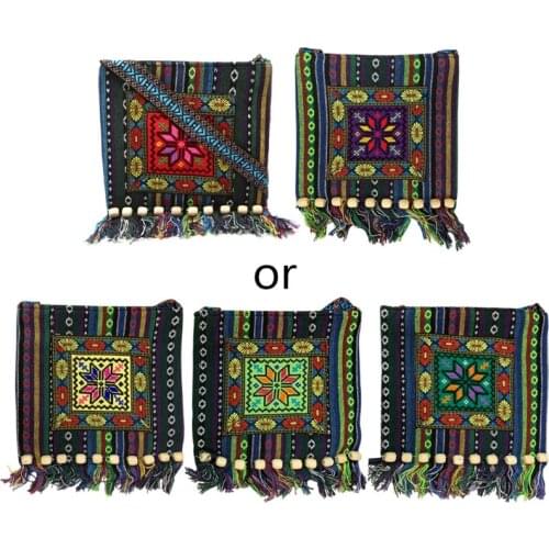 Unique Vintage Ethnic Shoulder Bag Embroidery Boho Hippie Tassel Tote Messenger