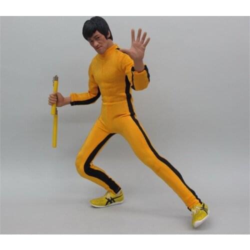 In Stock For Sale 1/6th Fashion Man Bruce Lee Game of Death Kung Fu Yellow Suit No Body For 12Inch Doll Figures Collectable