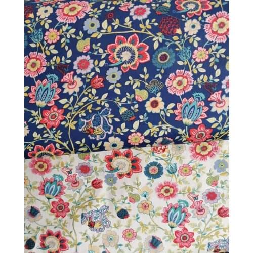 Aidremila Bright Flowers Floral,Printed Twill Cotton Fabric,Patchwork Cloth For DIY Quilting Sewing，Skirt Bedclothes