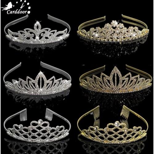 Carddoor Fashion Bridal Tiaras Wedding Hairbands Crown Gold Crystal Rhinestone Tiara Hair Accessories Women Hair Jewelry