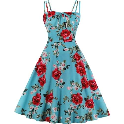 Black Spaghetti Strap Vintage Dress 50s 60s Floral And Snake Print Women Clothes Party Night A Line Sexy Slip Vestidos