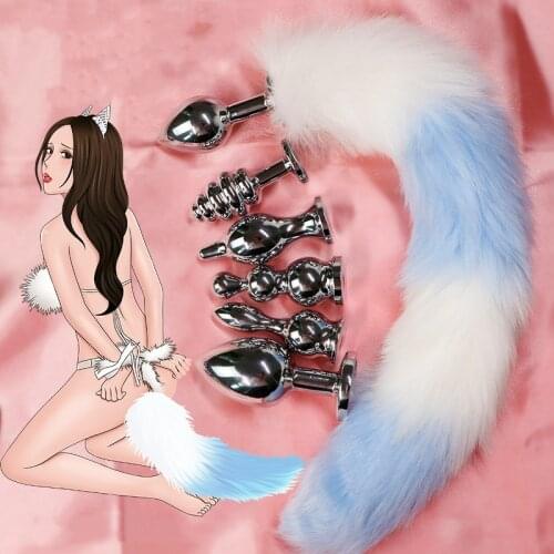 1pc Fox Tail Plug Anal Toys For Women Stainless steel Anal Bead Butt Plug Stimulator Sex Products Flirting Toys For Women