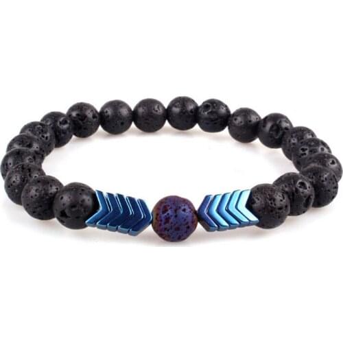 1pcs Volcanic Lava Stone Essential Oil Diffuser Bracelets Bangle Healing Balance Yoga magnet arrow Beads Bracelet For Men Women