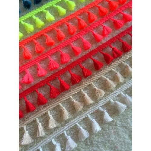 10Yards/Lot 3.5cm 1.38" wide beige/white tassels fringe lace trim ribbon free ship