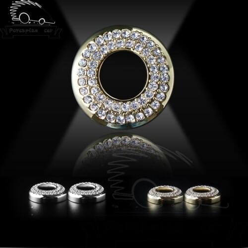 2 pcs 3 colors Car Door Pin Lock Latch Bolt Sticker Button Switch Diamond sticker for Porsche Cayenne Panamera Macan,Car styling