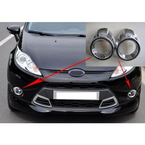 2PCS/SET for Ford Fiesta 2009-2012 front Fog Light Ring Trim sticker Lamp Cover Chrome silver