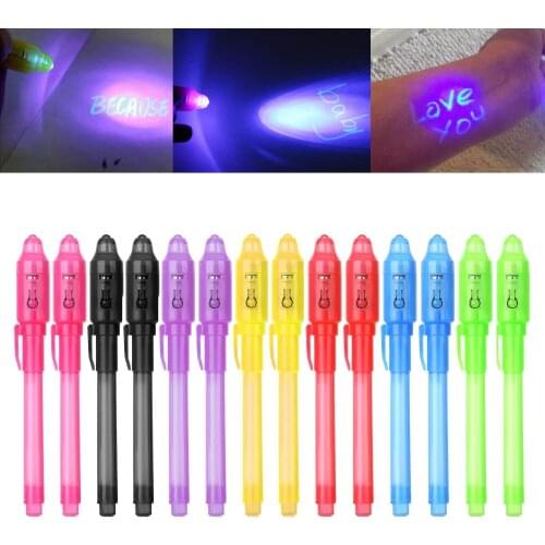 2 in 1 Luminous Light Pen Magic Purple Black Light Combination Drawing Invisible Ink Pen Learning Children Educational Toys