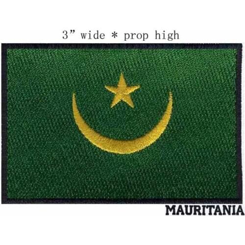 3" wide Mauritania embroidery flag patch for bag/Green patch/lucky star and the moon