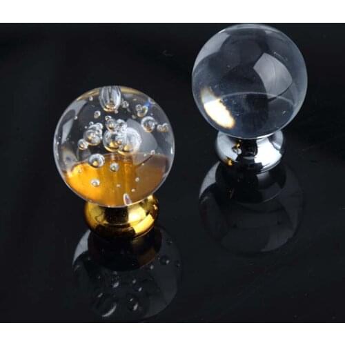 30mm glass ball drawer cabinet knobs pulls clear bubble crystal dresser win cabinet door handles knobs silver gold knobs pulls
