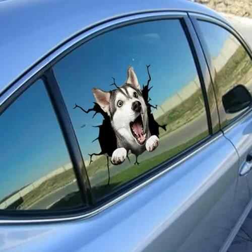 Dog Crack Sticker Printed 3d Creative Puppy Car Cartoon Autmobile Rear Windshield Vehicle Window Wiper Decal Styling Decoration