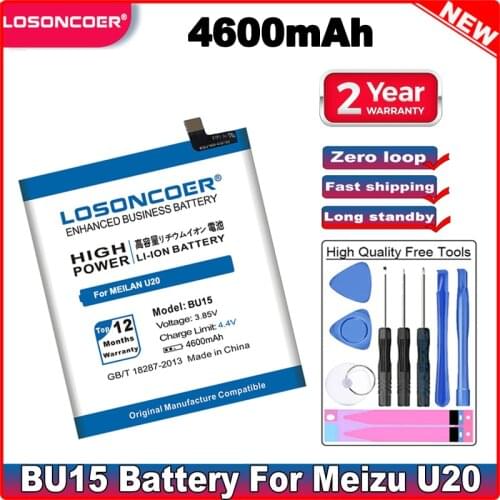LOSONCOER 4600mAh BU15 Battery For Meizu Meizy Meilan U20 Good Quality Battery