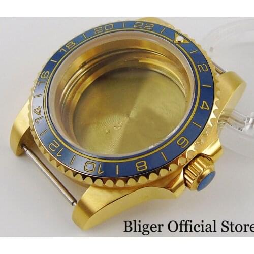 High Quality fit Japan NH35 NH36 Movement Gold Coated Watch Case Sapphire Glass Ceramic Bezel Insert Solid Backcover