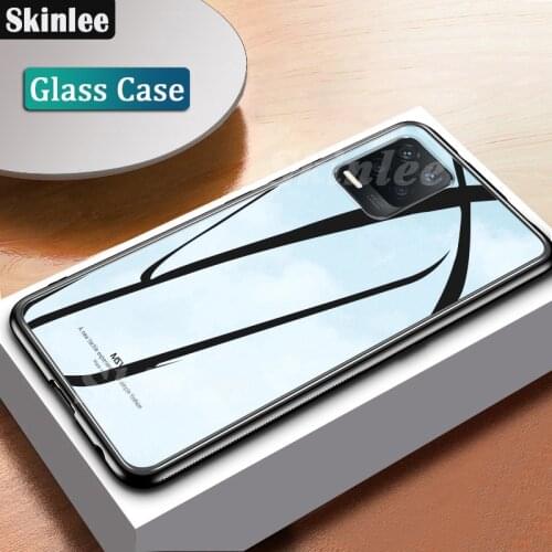 Skinlee For Realme 8 5G Tempered Glass Case With Soft TPU Frame Shockproof Phone Cover For Realme 8 Pro Case
