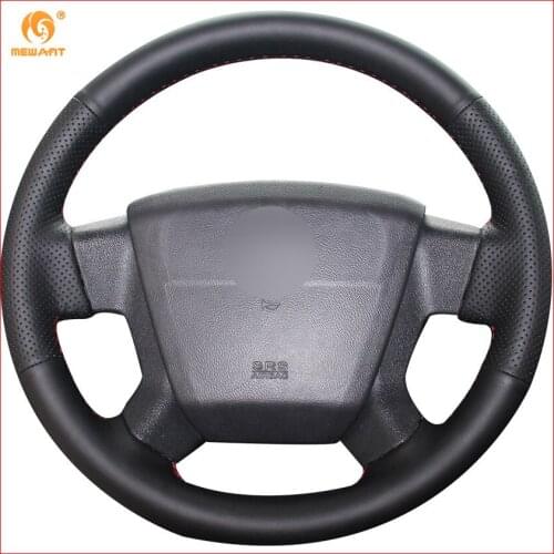 MEWANT Black Genuine Leather Car Steering Wheel Cover for Jeep Compass 2006-2010 Old Patriot 2007-2010 Accessories Parts