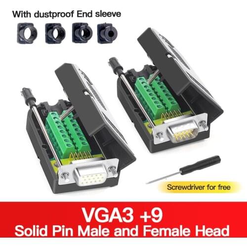 DB15 Breakout Connector 3 Row VGA Male Female Solder-free Connector RS233 HDB 15 Pin D-SUB 3+9 Computer Monitor Connectors
