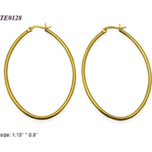 Hot Sale Fashion Boho Style Simple Golden Plated Round Big Hoop Earrings for Women Girls Jewelry Diameter 50mm * 35mm