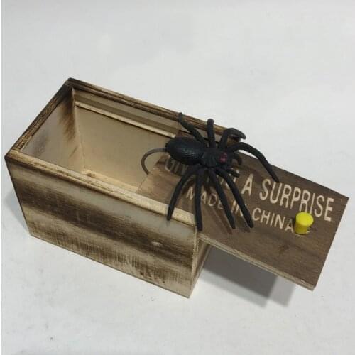 Hot Funny Scare Box Wooden Prank Spider Hidden in Case Great Quality Prank-Wooden Scarebox Interesting Play Trick Joke Toys Gift