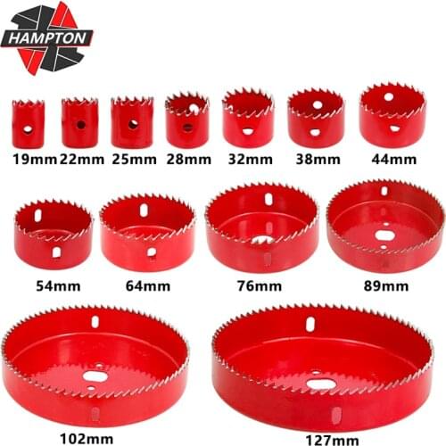 Hampton Hole Saw Drill Bit Set 19-127mm Wood Metal Cutting Tools Kit With Box Core Drill Bit Wood Metal Drill