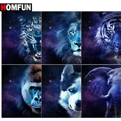 HOMFUN 3D Diamond Painting "Beast tiger lion" DIY Full Rhinestones Drill Cross-stitch Kits Square Round Diamond Embroidery