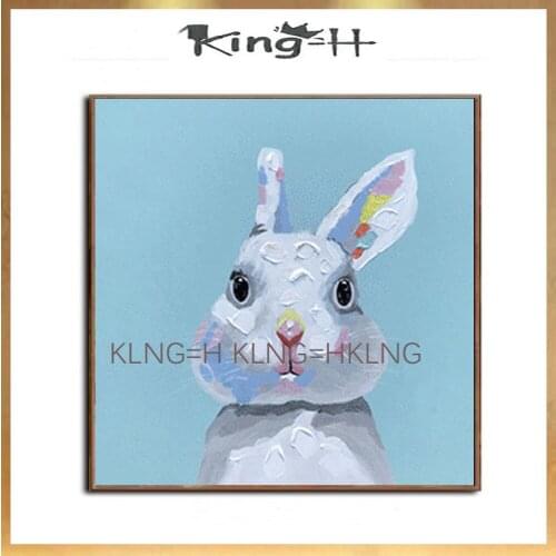 Cute Rabbit Oil Painting Hand Painted Digital Wall Art Pictures Unique Gift Coloring Hang Lovely Art Poster Cheap Christmas Gift